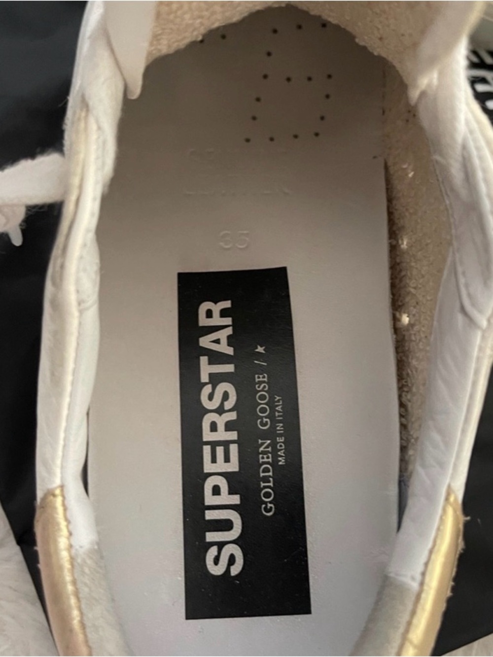 Golden Goose White Leather Sneakers with Silver Star & Gold Heel - Picture 4 of 11